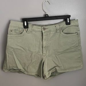 Green jean shorts
